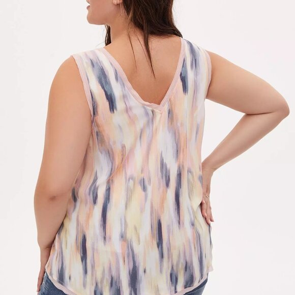 Torrid 2X Georgette Tank Top | Stripe White | Chiffon Trim | Plus Size 2X - Picture 15 of 16